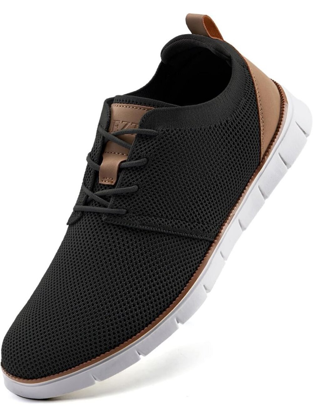 Men's Black White Mesh Breathable Lace Up Lightweight Walking Oxfords Sneaker